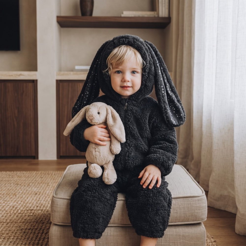 Lilo Plush Bunny Romper - Black