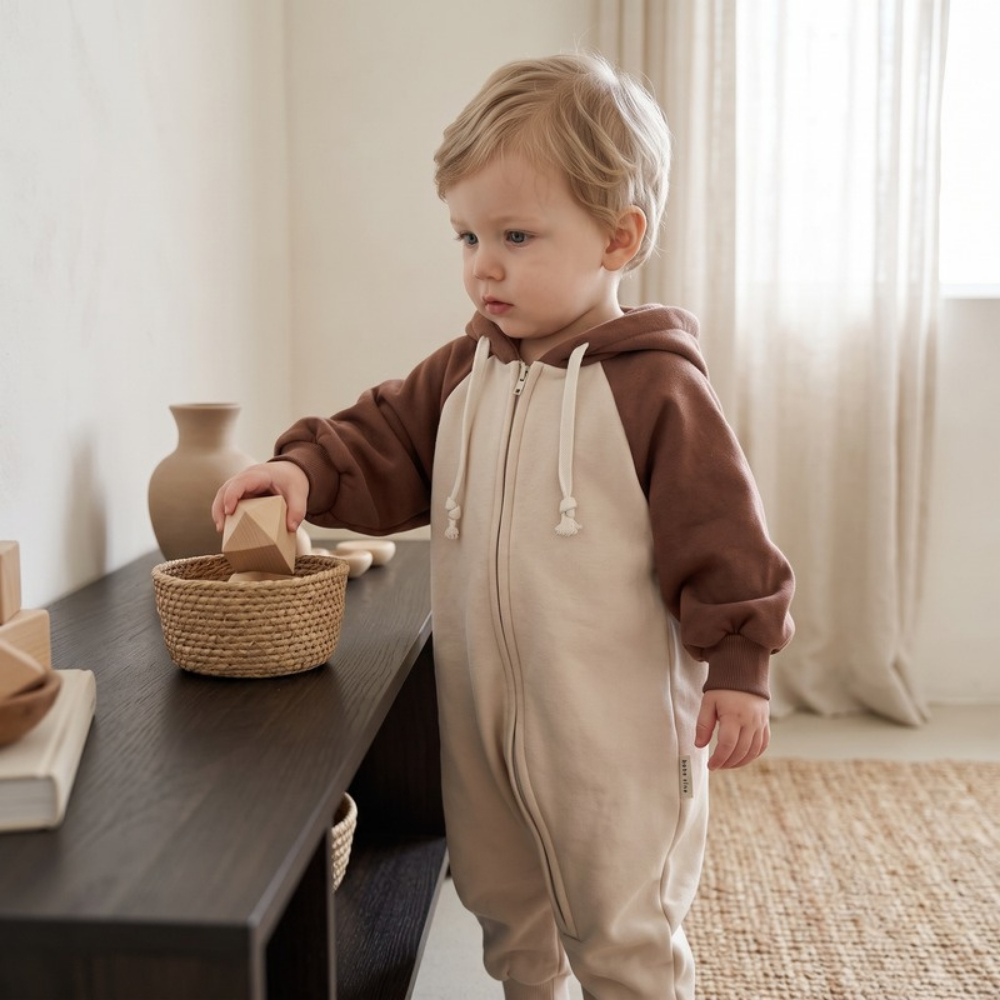 Lilo Hooded Knit Romper - Coffee