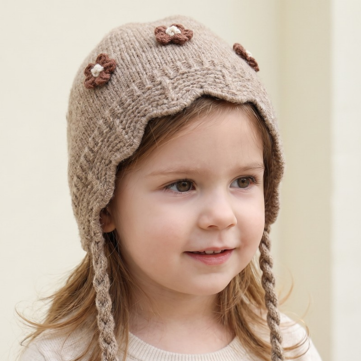 Lilo Floral Knit Baby Hat - Khaki