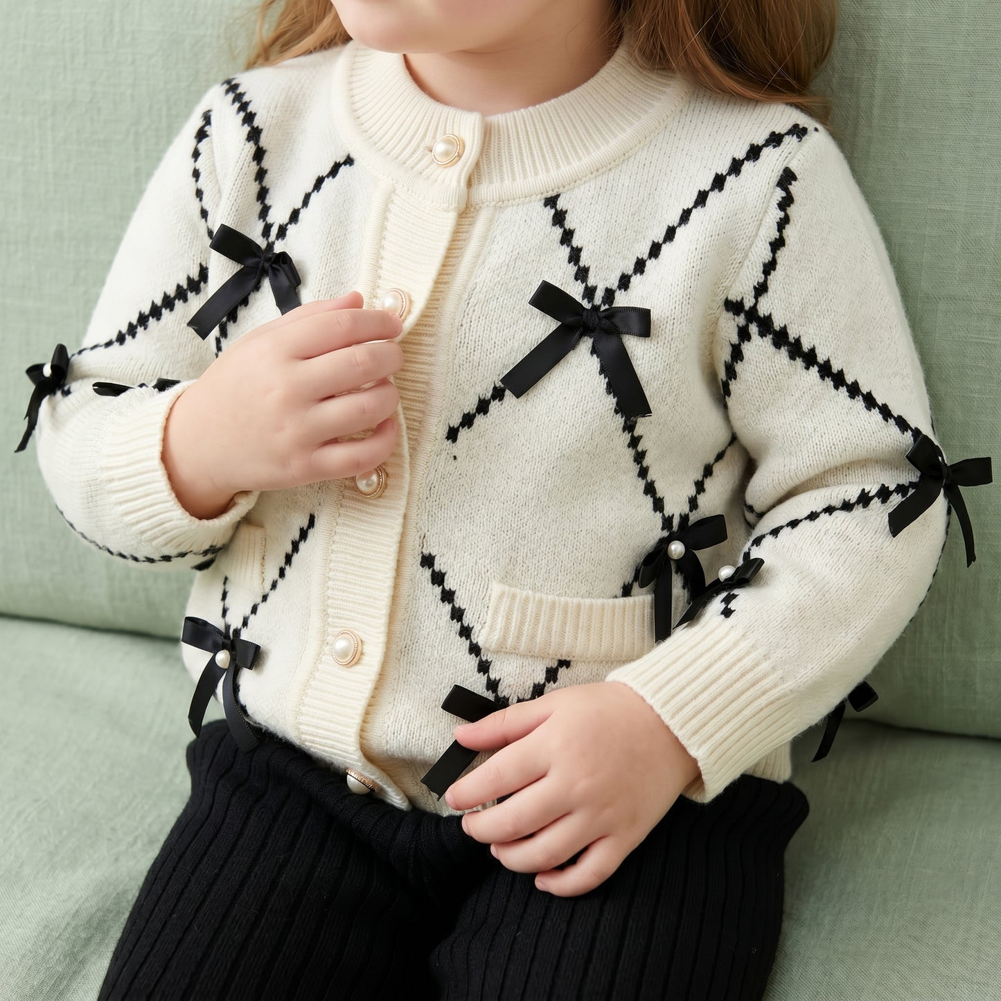 Elsie Knit Cotton Girls Cardigan and Bottom Set