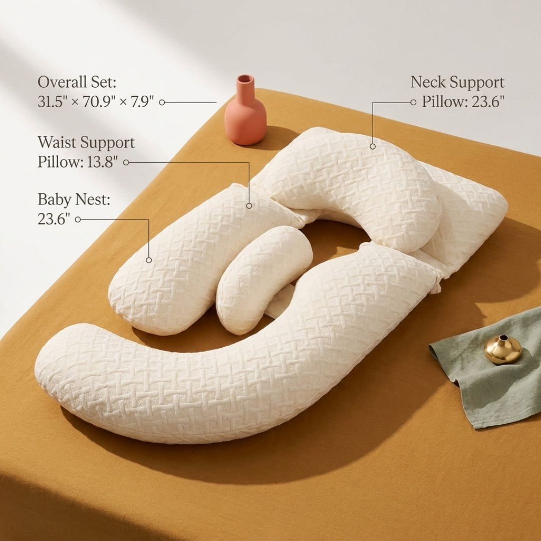G-Shape Pregnancy Pillow Set with Neck and Waist Pillows