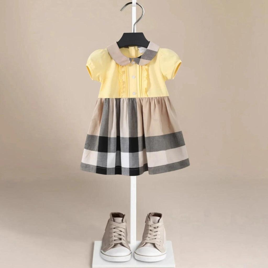 Baby Lilo Beige Plaid Vintage Girls Dress