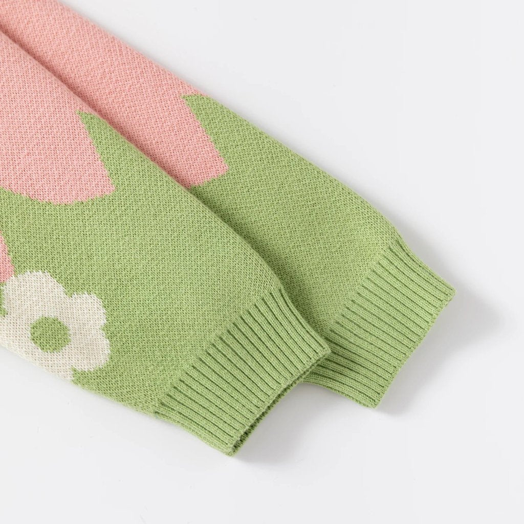 Rosie Floral Knit Cotton Girls Cardigan