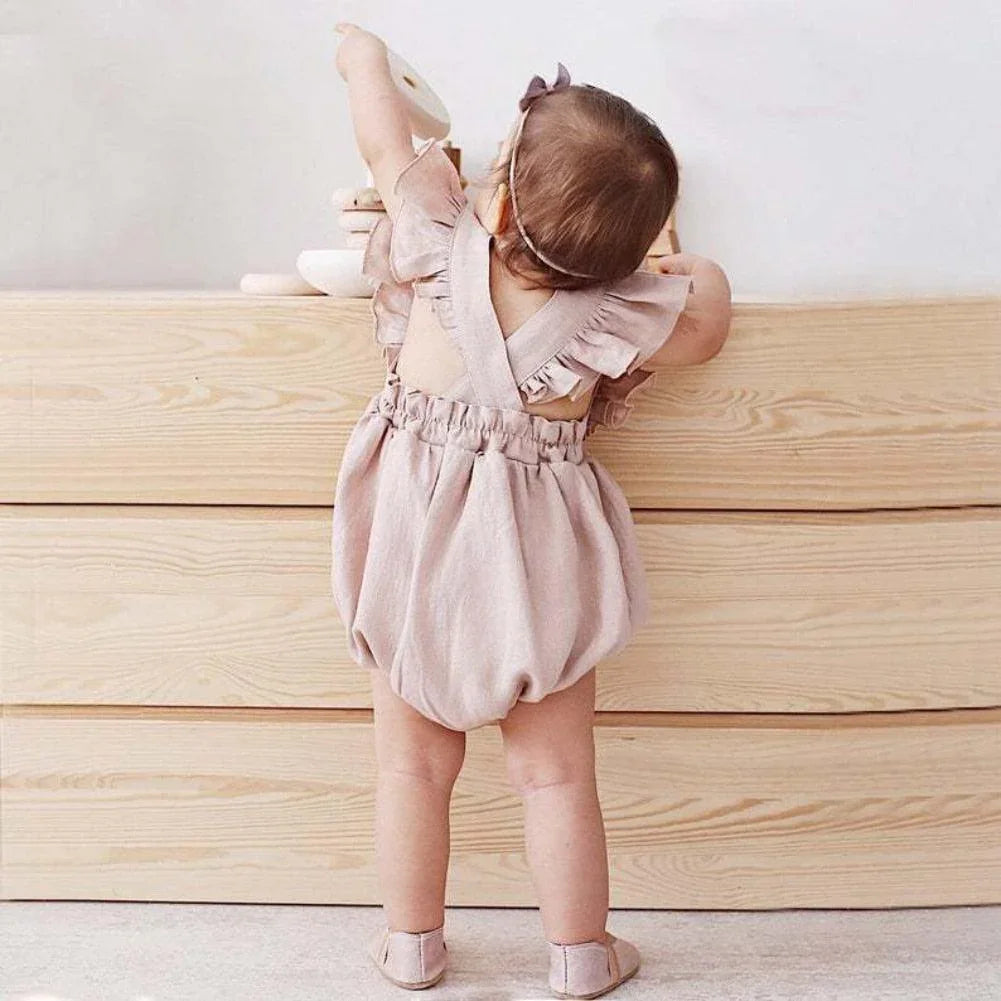 Baby Lilo Ruffle Linen Romper
