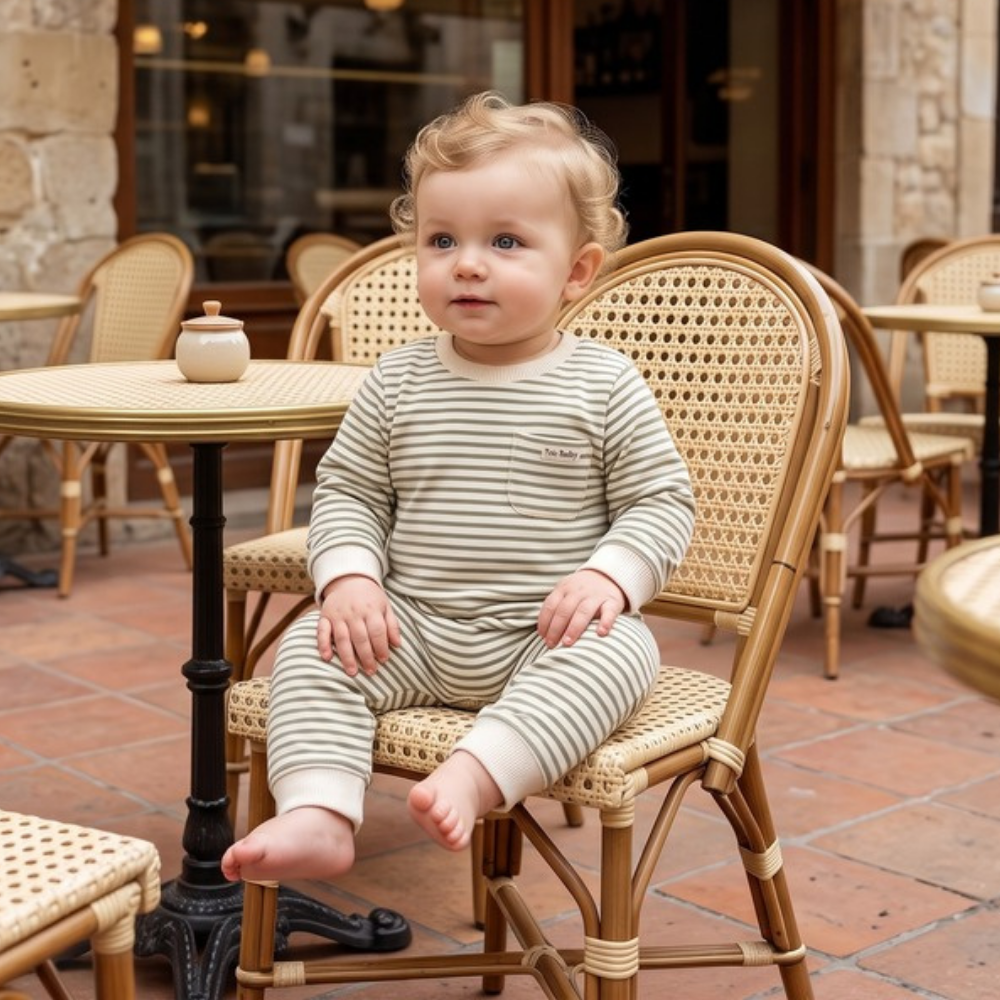 Lilo Striped Cotton Baby Romper - Green