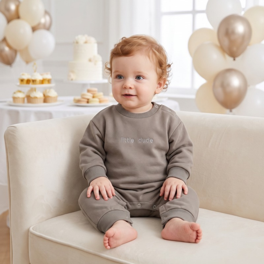 Lilo Long Sleeve Baby Romper - Grey