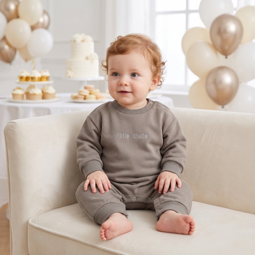 Lilo Long Sleeve Baby Romper - Grey