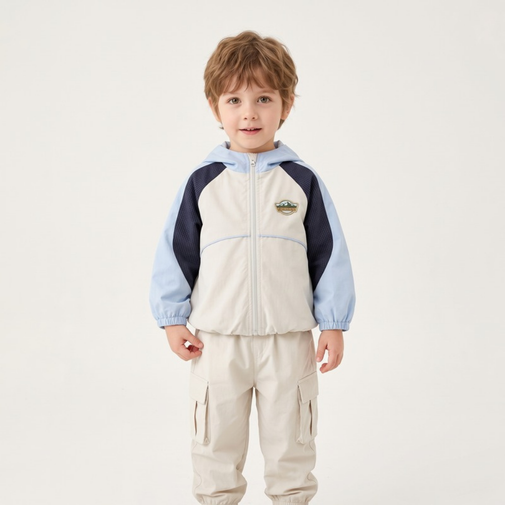 Lilo Colour Block Hooded Jacket and Cargo Pants Set - Light Blue Jacket