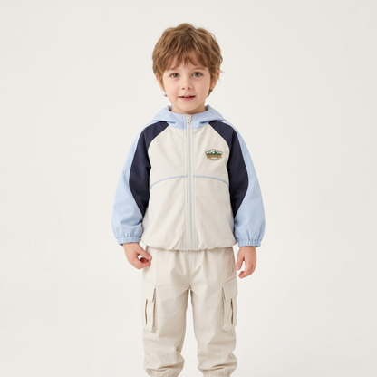 Lilo Colour Block Hooded Jacket and Cargo Pants Set - Light Blue Jacket