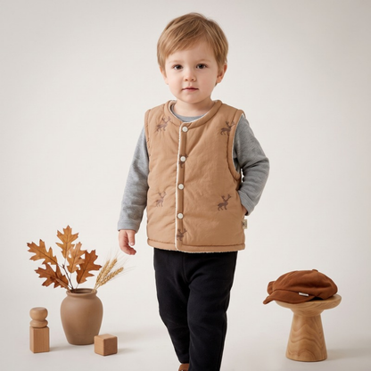 Lilo Quilted Sleeveless Vest - Camel