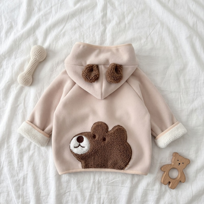 Lilo Hooded Fleece Jacket - Beige Bear