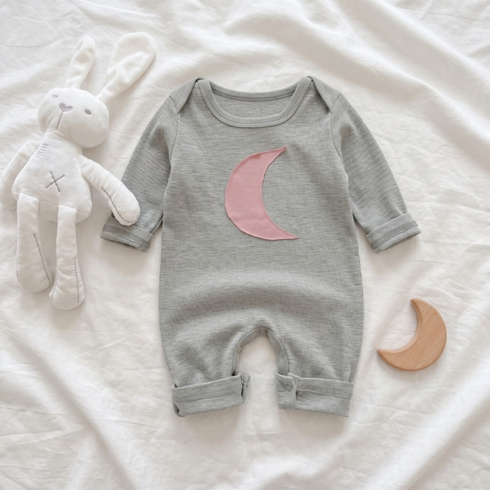 Lilo Long Sleeve Cotton Romper - Grey