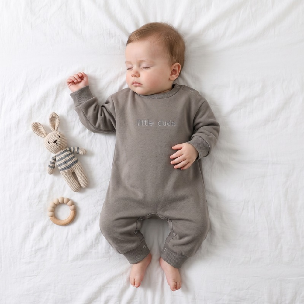 Lilo Long Sleeve Baby Romper - Grey