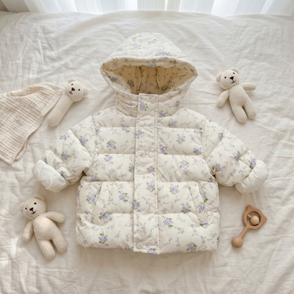 Lilo Cartoon Puffer Jacket - Ivory Rose Floral