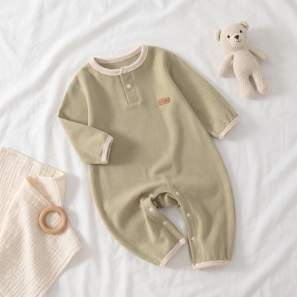 Lilo Solid Cotton Baby Romper - Sage