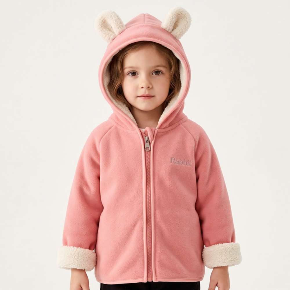 Lilo Hooded Fleece Jacket - Pink Bunny
