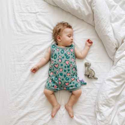 Lilo Dino Spike Heart Romper - Sage Sleeveless