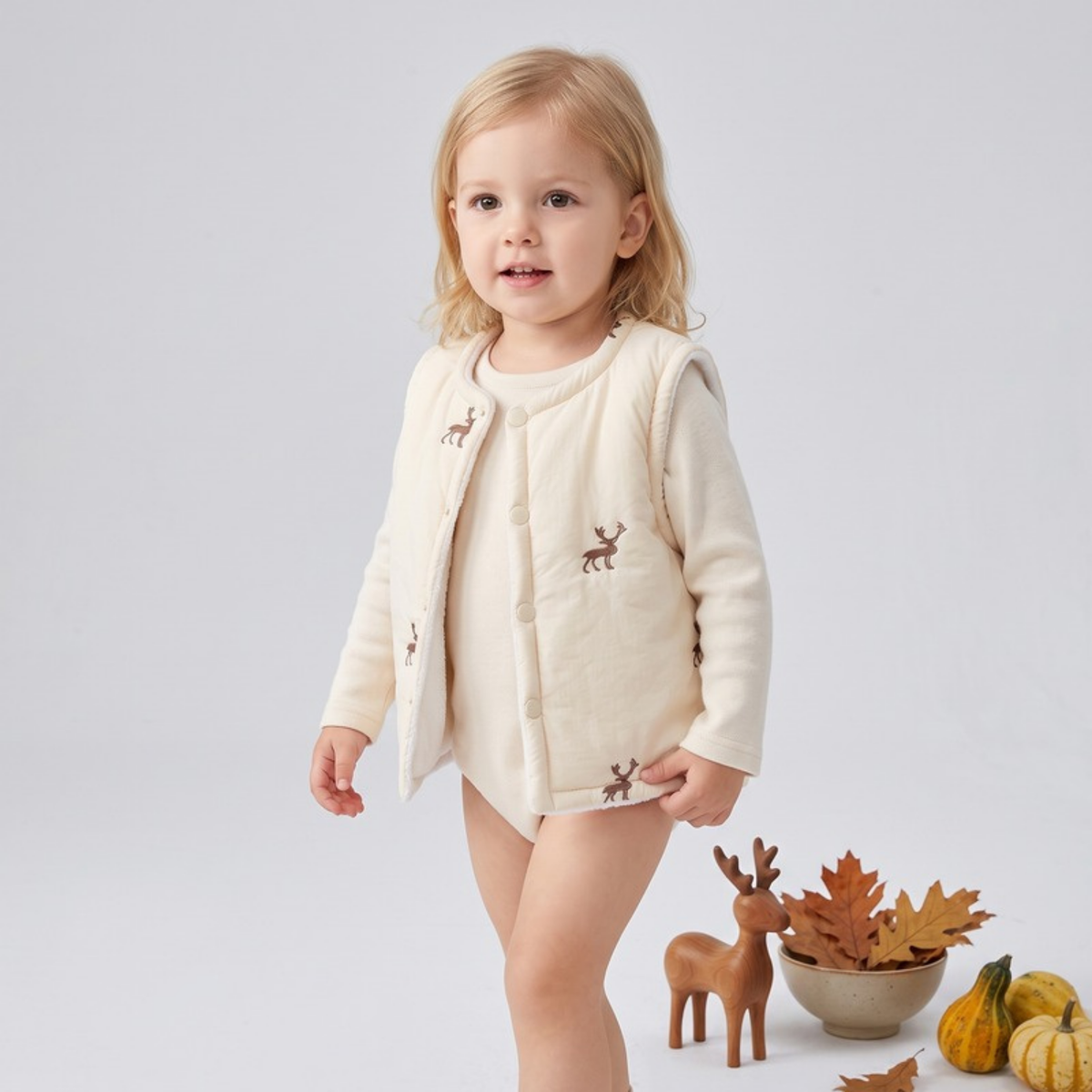 Lilo Quilted Sleeveless Vest - Cream
