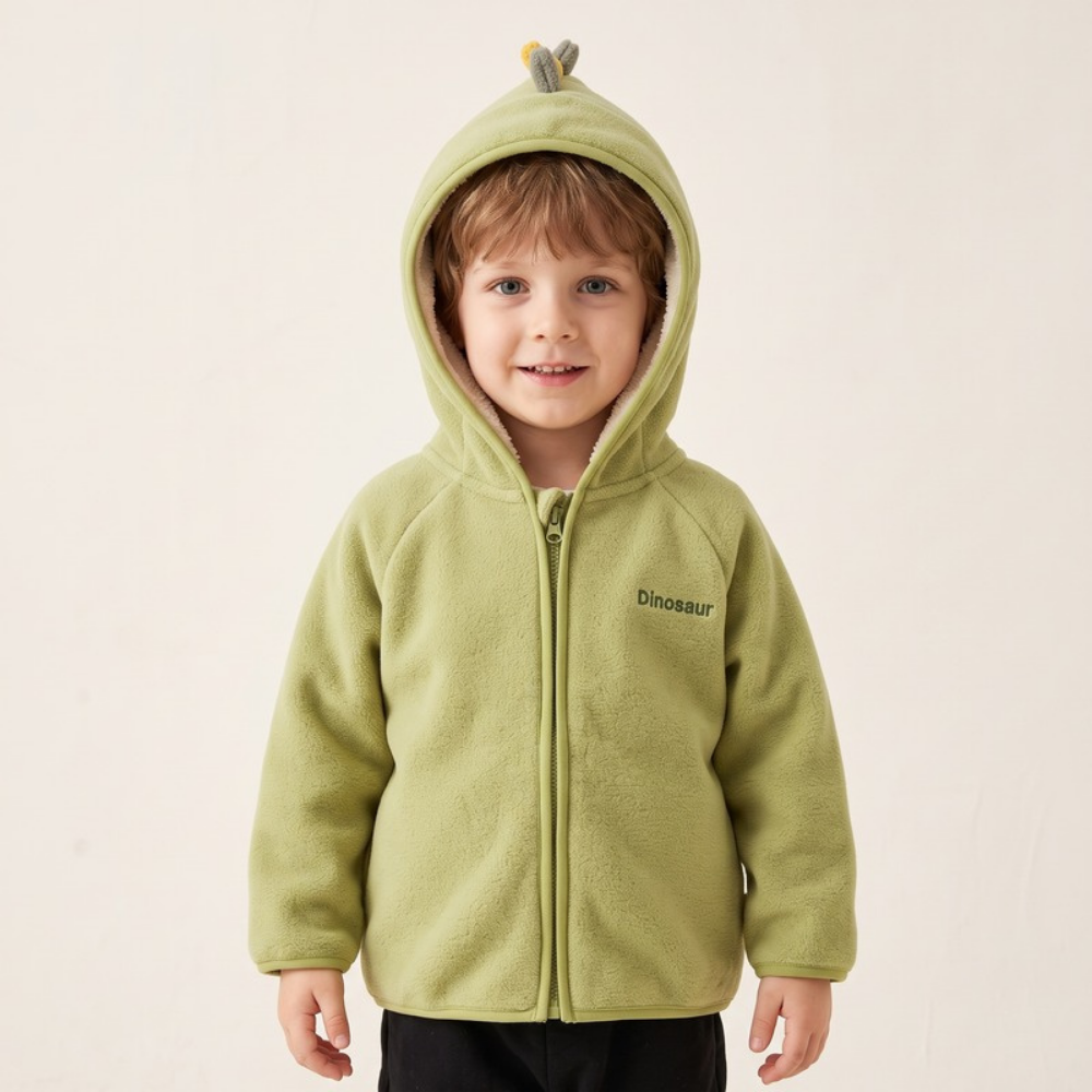 Lilo Hooded Fleece Jacket - Green Dinosaur