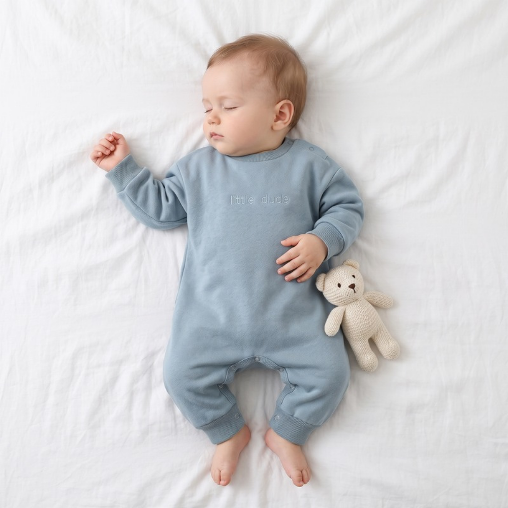 Lilo Long Sleeve Baby Romper - Light Blue