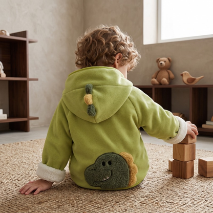 Lilo Hooded Fleece Jacket - Green Dinosaur