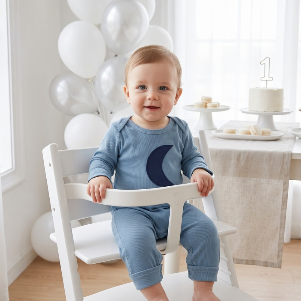 Lilo Long Sleeve Cotton Romper - Blue