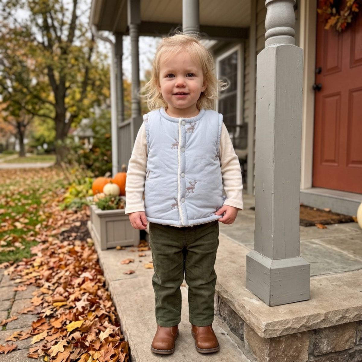 Lilo Quilted Sleeveless Vest - Powder Blue