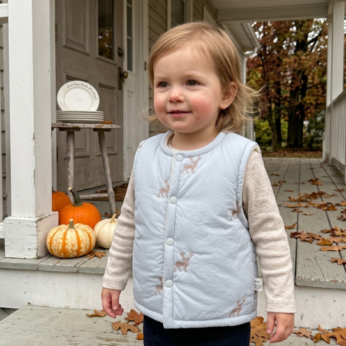Lilo Quilted Sleeveless Vest - Powder Blue