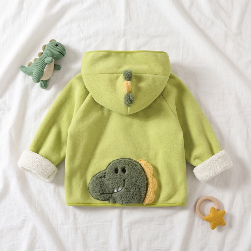 Lilo Hooded Fleece Jacket - Green Dinosaur