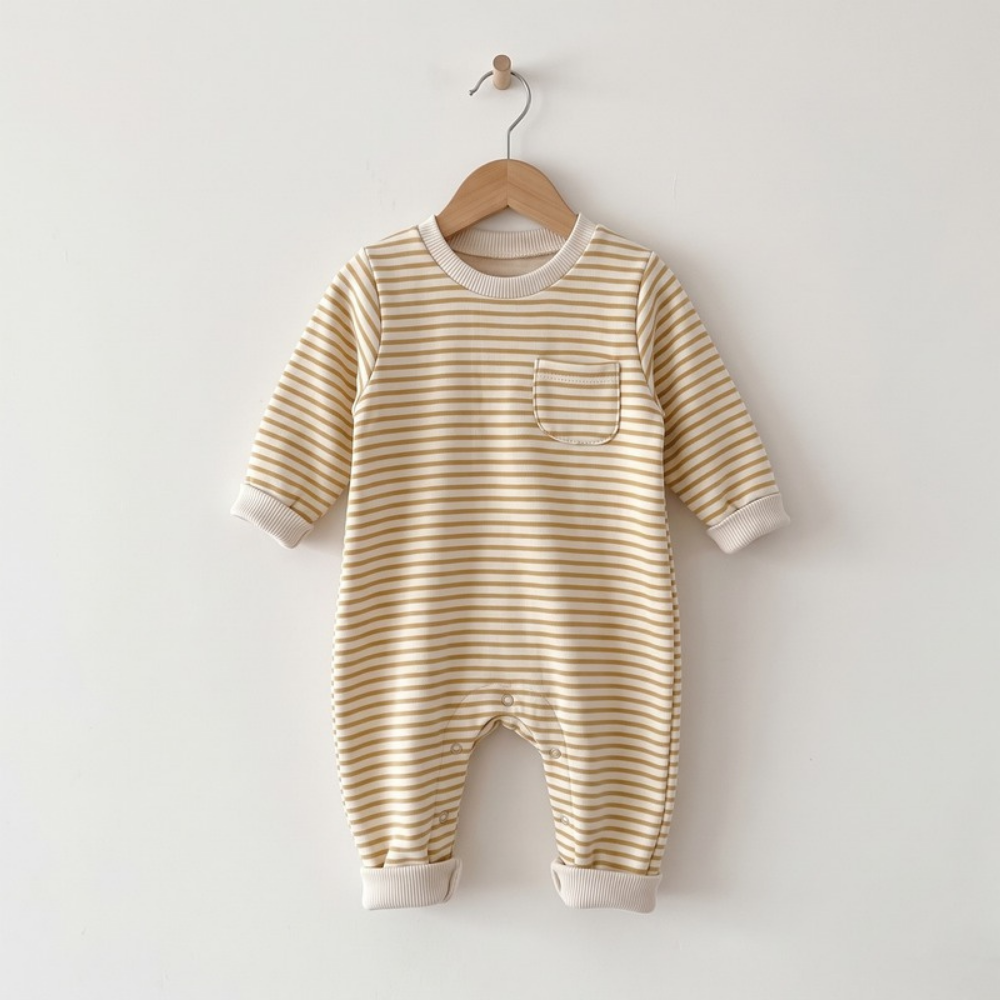 Lilo Striped Cotton Baby Romper - Yellow
