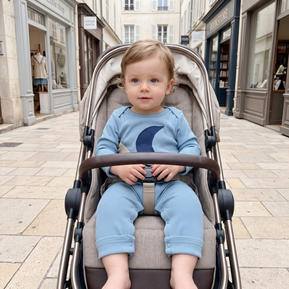 Lilo Long Sleeve Cotton Romper - Blue