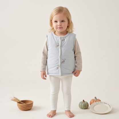 Lilo Quilted Sleeveless Vest - Powder Blue