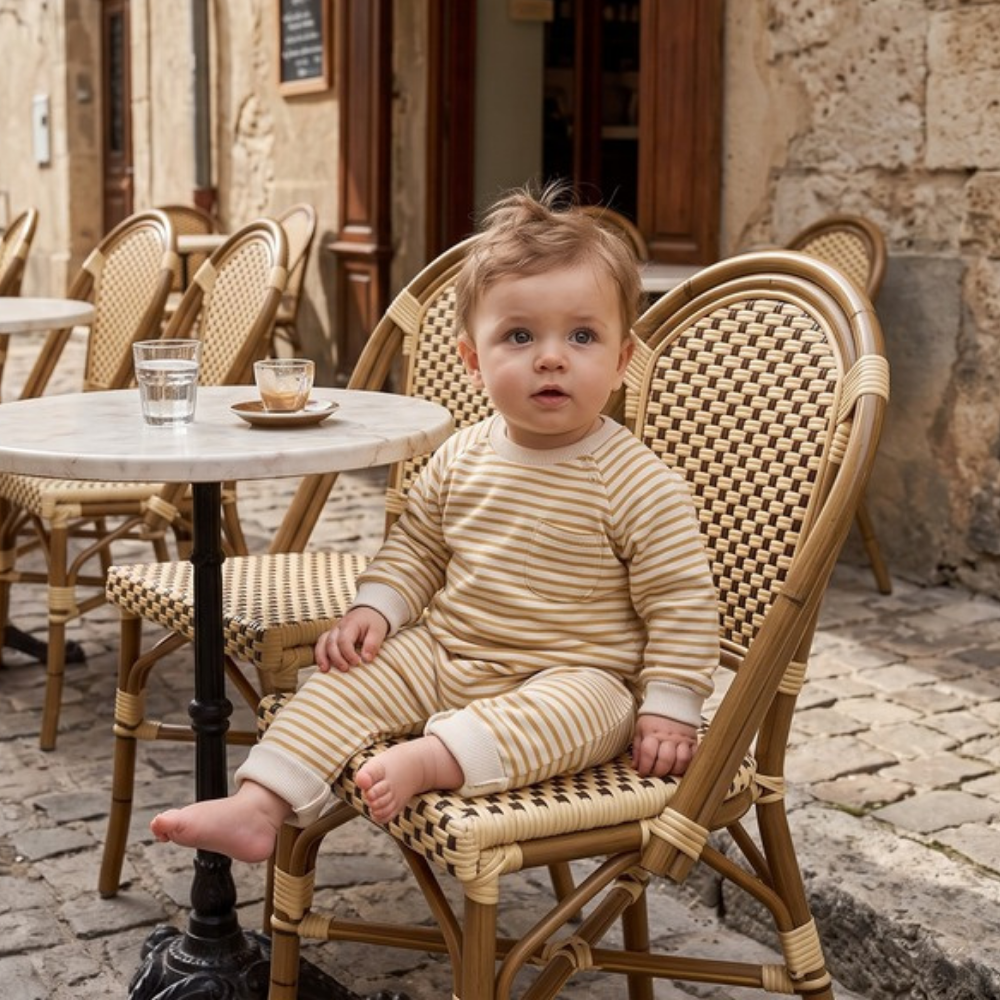 Lilo Striped Cotton Baby Romper - Yellow