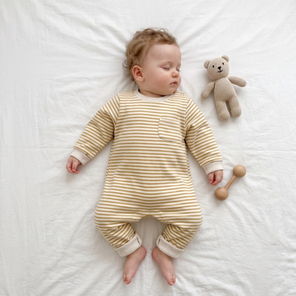 Lilo Striped Cotton Baby Romper - Yellow