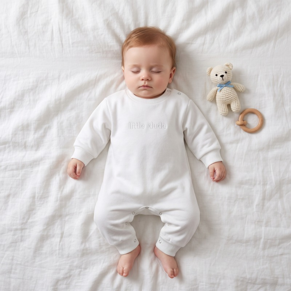 Lilo Long Sleeve Baby Romper - White