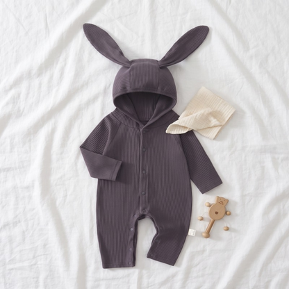 Lilo Bunny Ear Hooded Romper - Twilight Grey