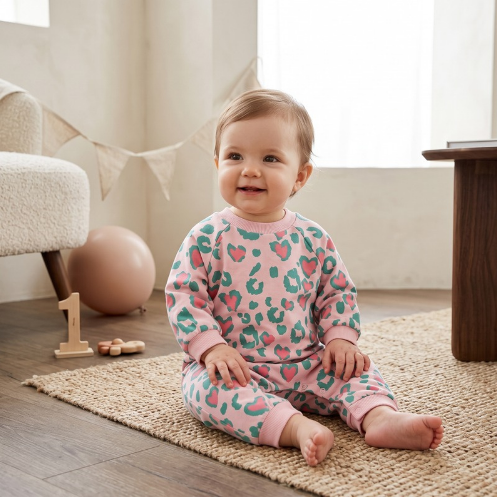 Lilo Dino Spike Heart Romper - Pink Long Sleeve