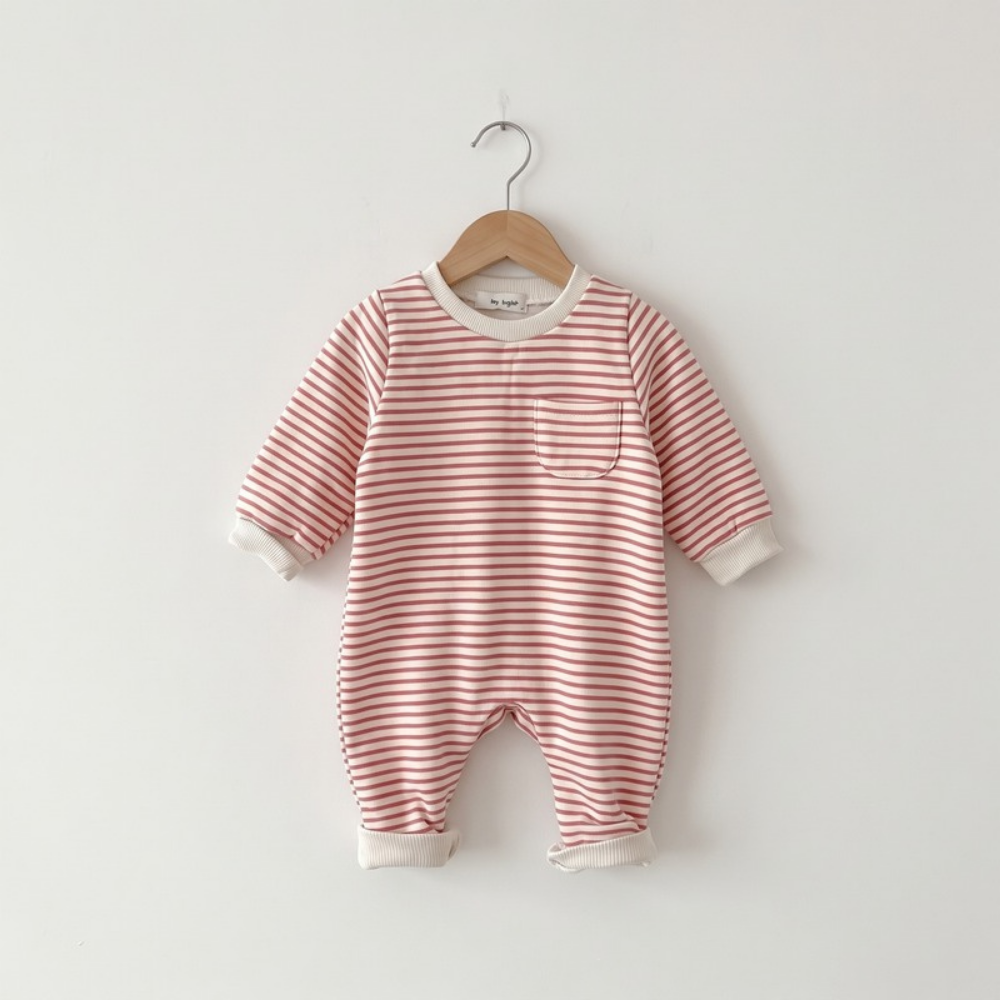 Lilo Striped Cotton Baby Romper - Red
