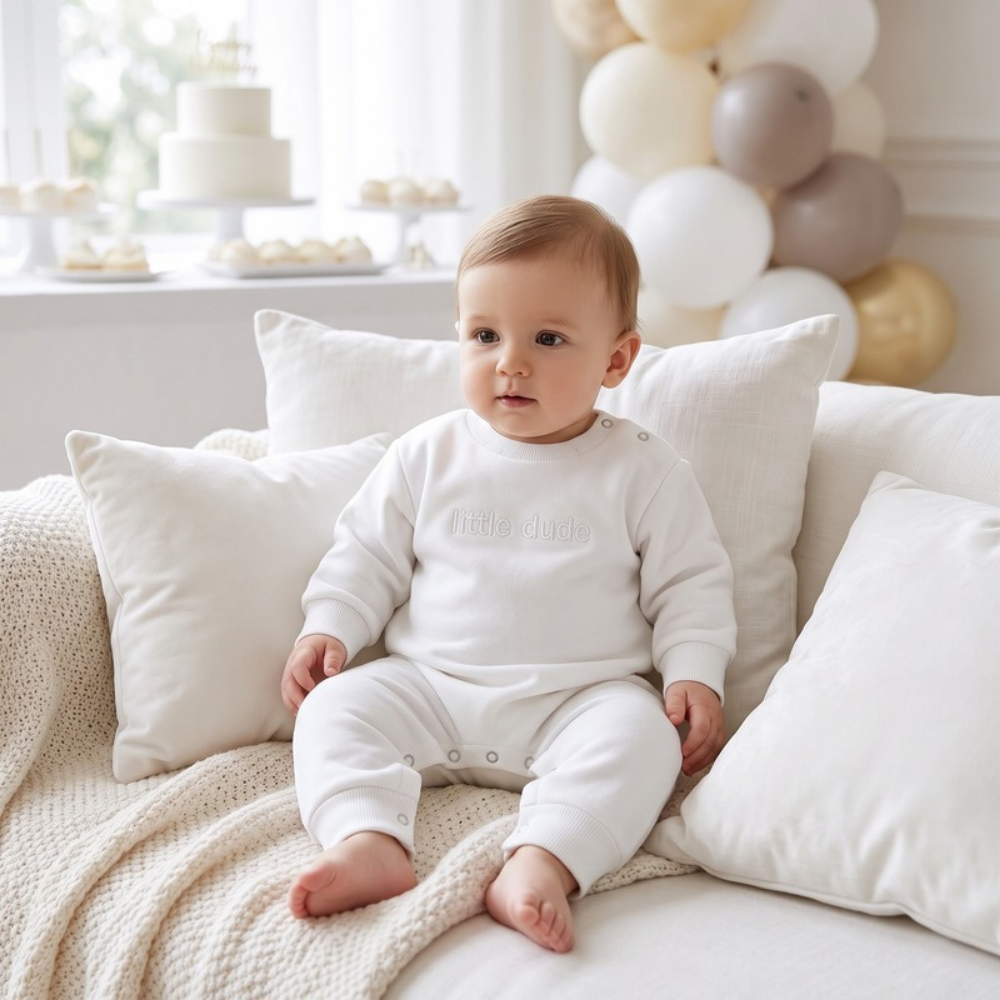 Lilo Long Sleeve Baby Romper - White