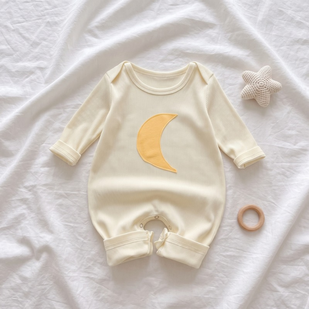 Lilo Long Sleeve Cotton Romper - Cream