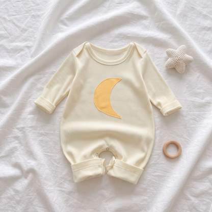 Lilo Long Sleeve Cotton Romper - Cream