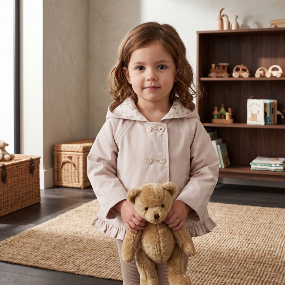 Lilo Reversible Bear Hooded Jacket - Ivory