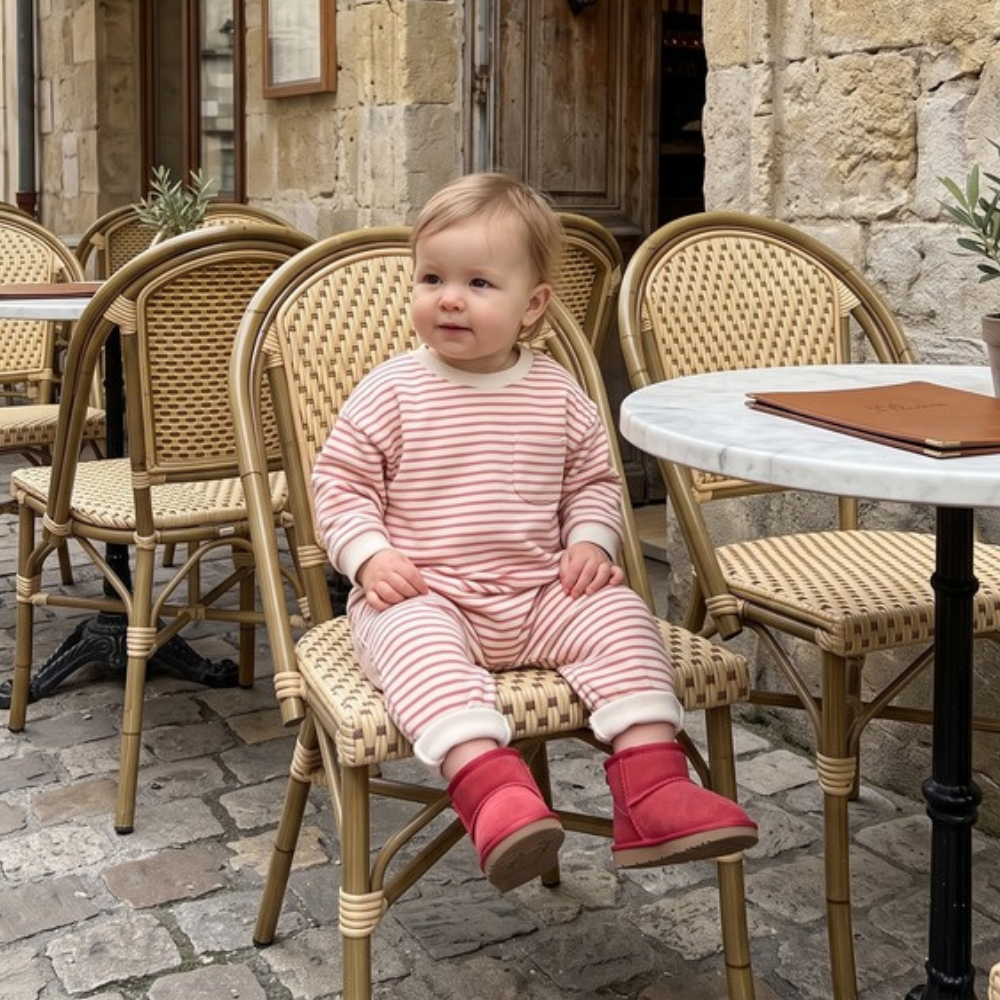 Lilo Striped Cotton Baby Romper - Red