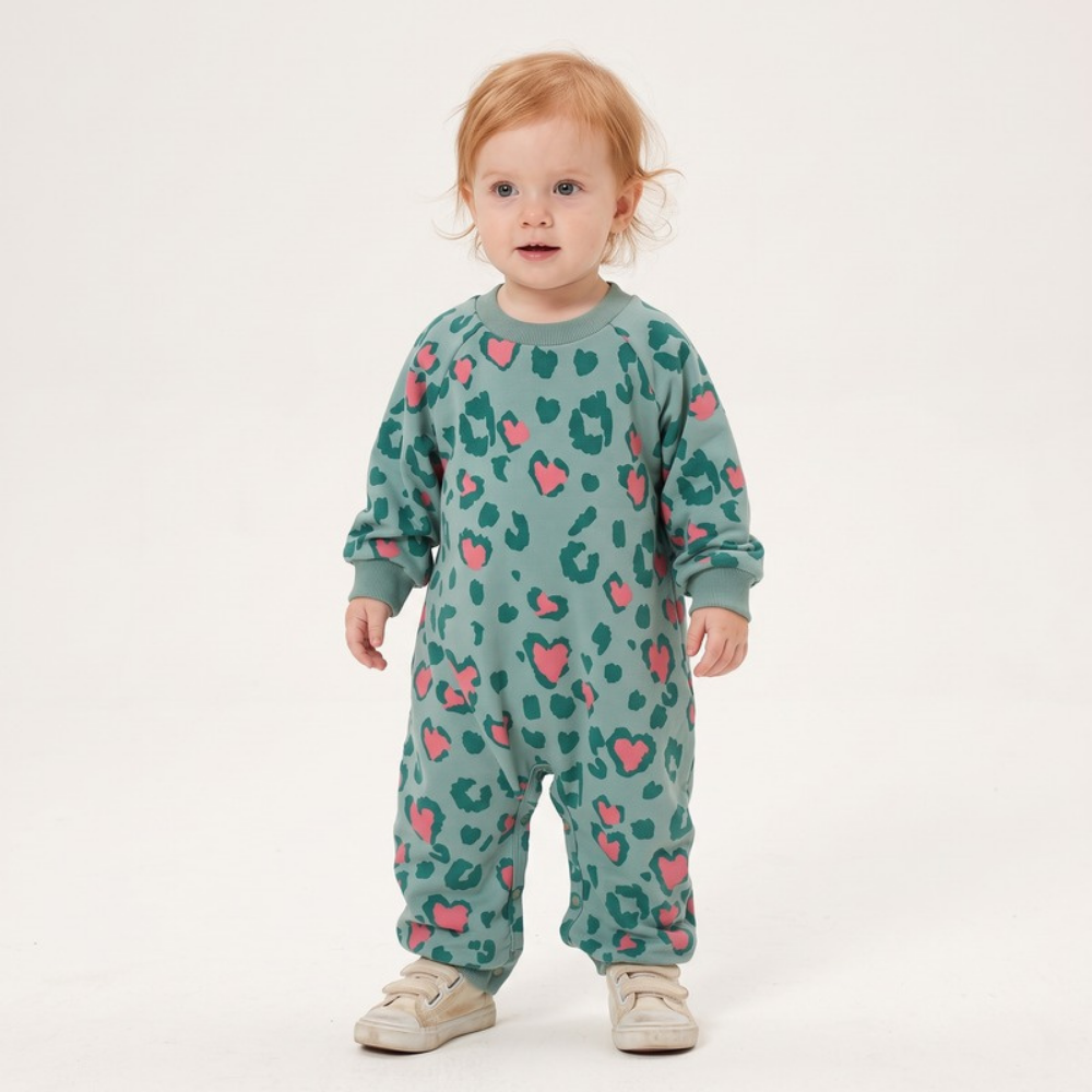 Lilo Dino Spike Heart Romper - Sage Long Sleeve