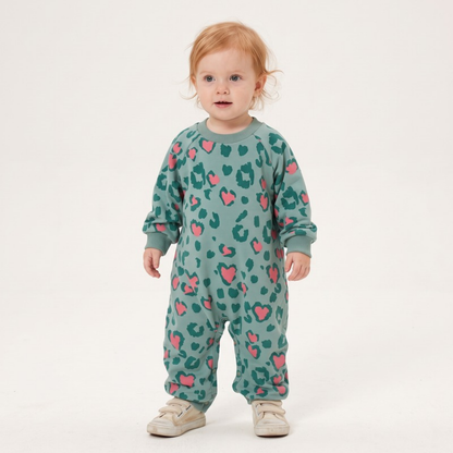 Lilo Dino Spike Heart Romper - Sage Long Sleeve