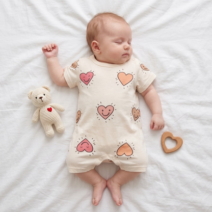 Lilo Short Sleeve Baby Romper - Smiling Heart