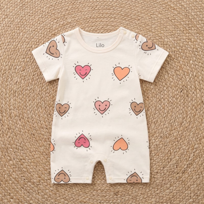 Lilo Short Sleeve Baby Romper - Smiling Heart