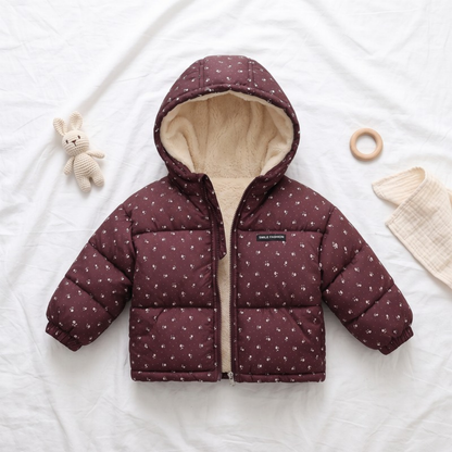 Lilo Floral Fleece Lined Coat - Burgundy Ditsy Floral