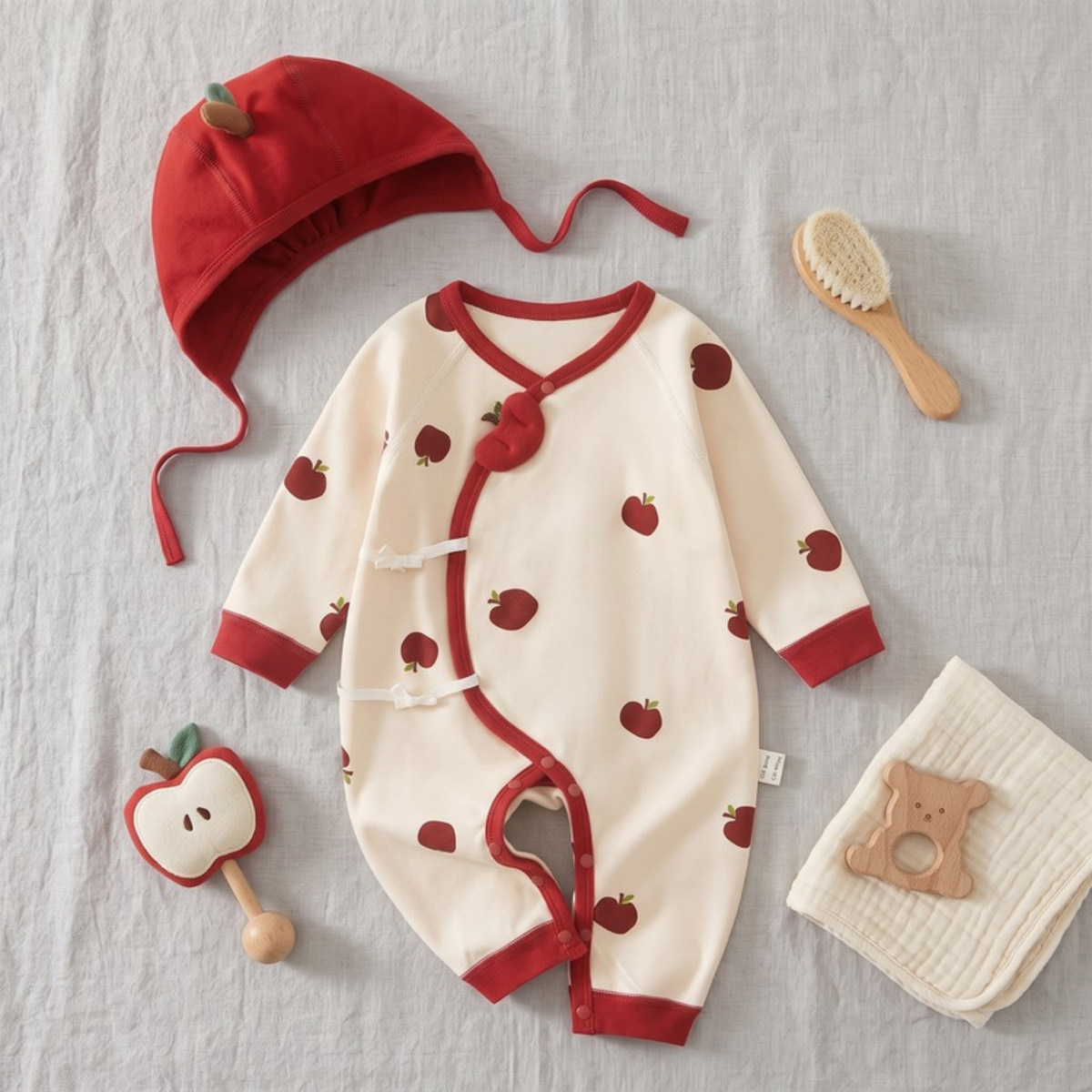 Lilo Pure Cotton Newborn Bodysuit - Red Apple