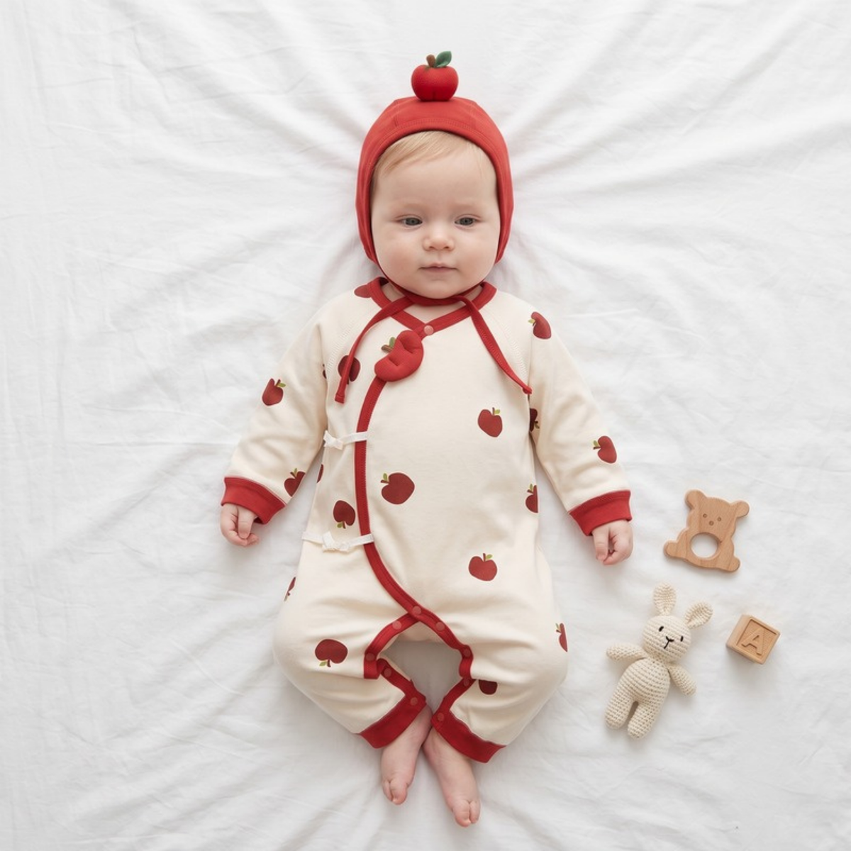 Lilo Pure Cotton Newborn Bodysuit - Red Apple